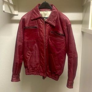 Etienne Agner Burgundy/Maroon Leather Jacket